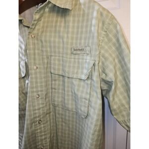 Timberland Turbo Dry Mens Long Sleeve Plaid Outdoor Button Up Shirt Blue Size L